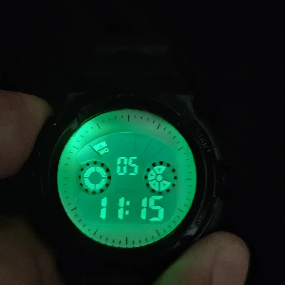 Women's Digital Sports Watch 38MM Black Plastic Bands Light NEW Battery